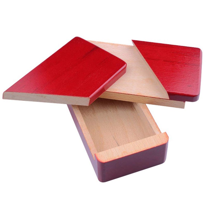 DC-BEAUTIFUL Impossible Puzzle Master Secret Opening Wooden Red Magic Box with Secret Drawer - Mysterious Gift Puzzle - Image 3